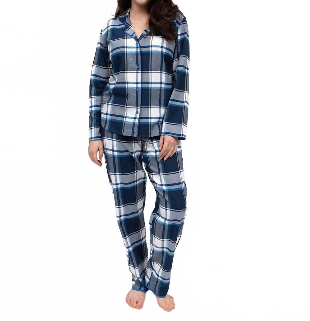 NEW CYBERJAMMIES frosty plaid pajama set in navy brushed check